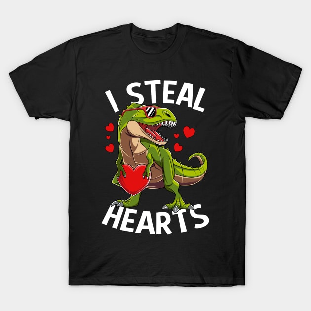 Dinosaur T Rex I Steal Heart Happy Valentines Day Gift T-Shirt by HCMGift